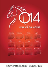  new year calendar vector illustration, Monday start