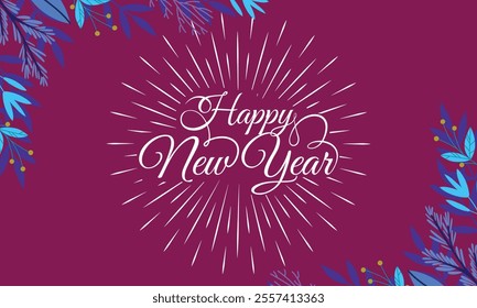 new year with calligraphic text Vector illustration template.greeting cards.
