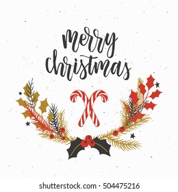 New Year calligraphy, Christmas brush lettering vector background