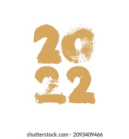 Caligrafía de Año Nuevo gaviota de oro vectorial fecha raster de tinta mano aislado número de fondo blanco símbolo de texto escritura de afiche de vacaciones