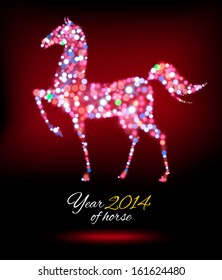 New Year Card for 2014 Year of Horse. Vector illustration.