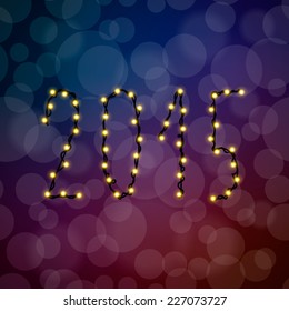 New Year Card 2015. The text of the 2015 Christmas lights. 2015 of garlands.