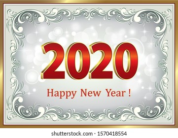 New Year card 2020. Vector illustration
