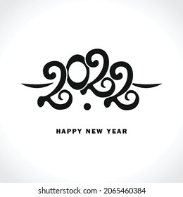 New Year card 2022. Handwritten 2022 logo. Happy New Year. Design template card, cover, calendar, brochure, poster, banner. 