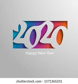 New Year card with abstract colored numbers in gray design