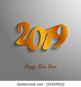 New Year card with abstract numbers in orange design