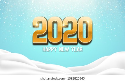 New Year card. Banner with text and snow. Vector illustration for your design.