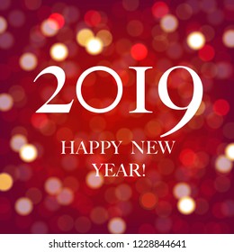 New Year Card With Bokeh With Gradient Mesh, Vector Illustration