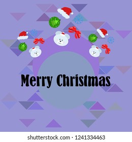 new year card bow bear christmas ball snowflake santa hat vector background