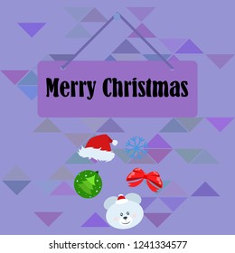 new year card bow bear christmas ball snowflake santa hat vector background