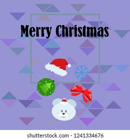 new year card bow bear christmas ball snowflake santa hat vector background