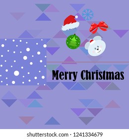 new year card bow bear christmas ball snowflake santa hat vector background