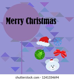 new year card bow bear christmas ball snowflake santa hat vector background