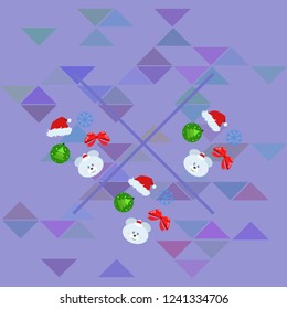 new year card bow bear christmas ball snowflake santa hat vector background