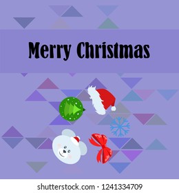 new year card bow bear christmas ball snowflake santa hat vector background