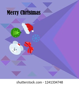 new year card bow bear christmas ball snowflake santa hat vector background