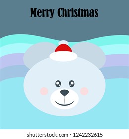 new year card bow bear christmas ball snowflake santa hat vector background