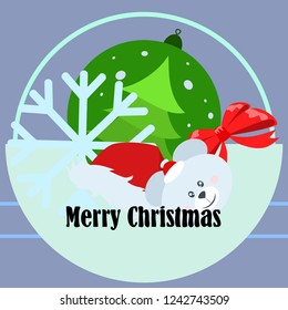 new year card bow bear christmas ball snowflake santa hat vector background
