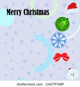 new year card bow bear christmas ball snowflake santa hat vector background