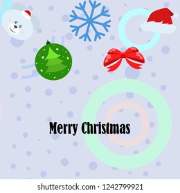new year card bow bear christmas ball snowflake santa hat vector background