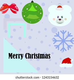 new year card bow bear christmas ball snowflake santa hat vector background