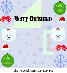new year card bow bear christmas ball snowflake santa hat vector background