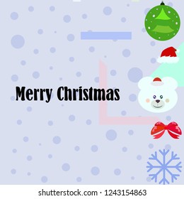 new year card bow bear christmas ball snowflake santa hat vector background