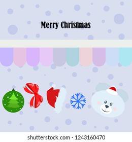 new year card bow bear christmas ball snowflake santa hat vector background