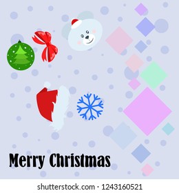 new year card bow bear christmas ball snowflake santa hat vector background