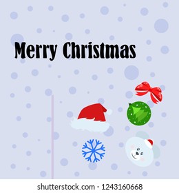 new year card bow bear christmas ball snowflake santa hat vector background