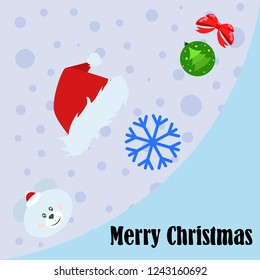 new year card bow bear christmas ball snowflake santa hat vector background