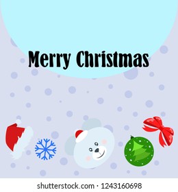 new year card bow bear christmas ball snowflake santa hat vector background