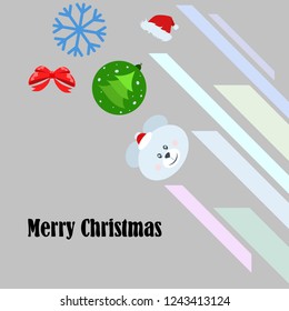 new year card bow bear christmas ball snowflake santa hat vector background