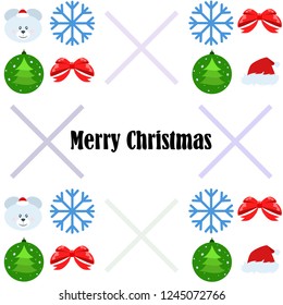 new year card bow bear christmas ball snowflake santa hat vector background