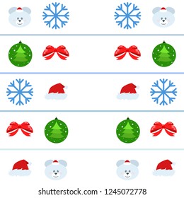 new year card bow bear christmas ball snowflake santa hat vector background