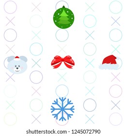 new year card bow bear christmas ball snowflake santa hat vector background