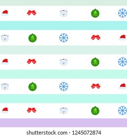 new year card bow bear christmas ball snowflake santa hat vector background