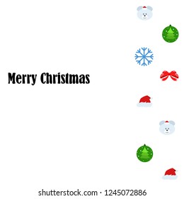 new year card bow bear christmas ball snowflake santa hat vector background