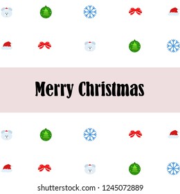 new year card bow bear christmas ball snowflake santa hat vector background