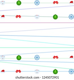 new year card bow bear christmas ball snowflake santa hat vector background