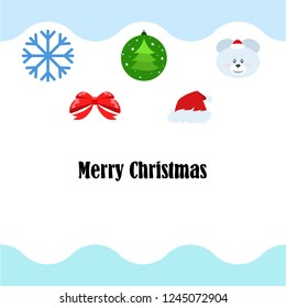 new year card bow bear christmas ball snowflake santa hat vector background