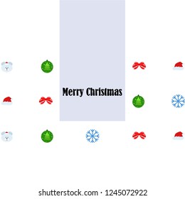 new year card bow bear christmas ball snowflake santa hat vector background