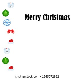 new year card bow bear christmas ball snowflake santa hat vector background