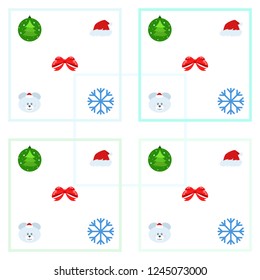new year card bow bear christmas ball snowflake santa hat vector background