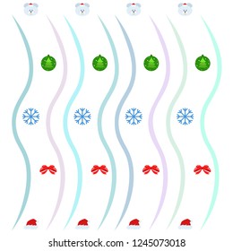 new year card bow bear christmas ball snowflake santa hat vector background