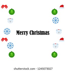 new year card bow bear christmas ball snowflake santa hat vector background