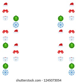 new year card bow bear christmas ball snowflake santa hat vector background