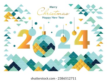 new year card  christmas 2024 triangles
