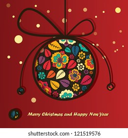 New Year card with Christmas ball