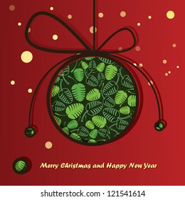 New Year card with Christmas ball